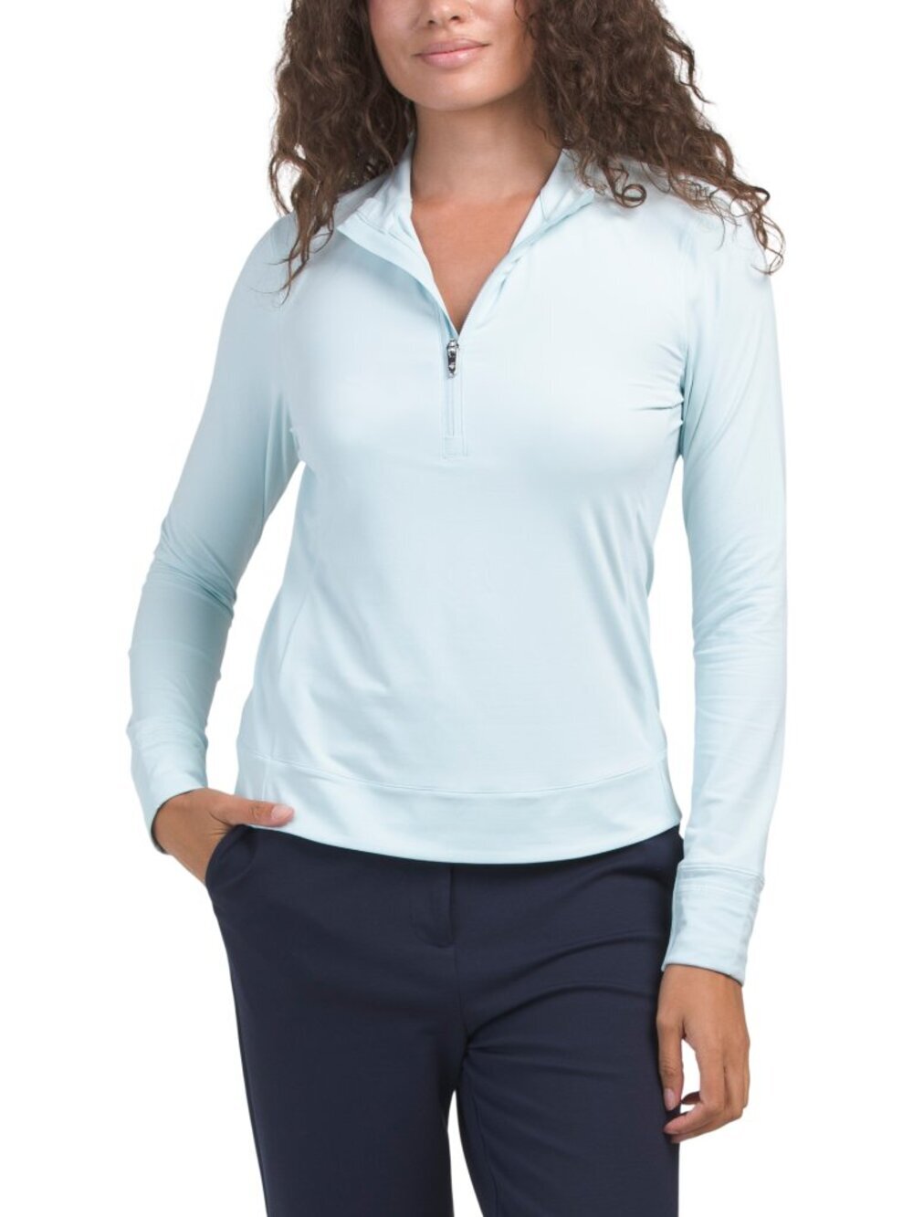 NWT Greyson Women's Pale Blue (Shore) Quarter-Zip Performance Top
